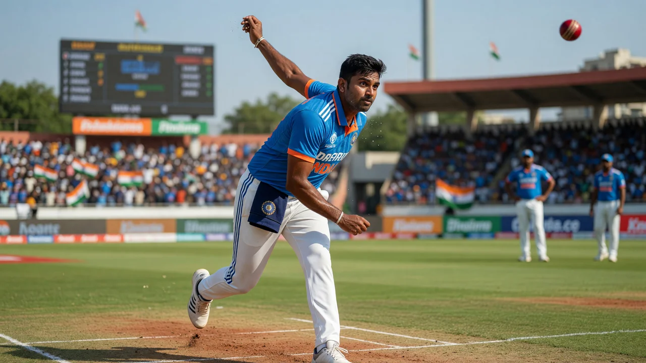 Prince Yadav in a sideline action frame used to illustrate the T20I inclusion Tight sideline action frame used to illustrate the Prince Yadav T20I inclusion narrative